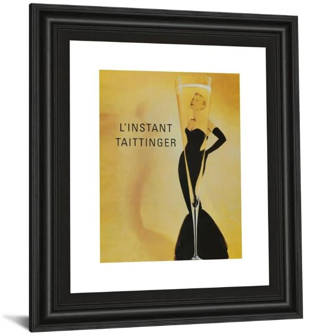 Classy Art Black/Yellow Taittinger Framed Print Wall Art-1