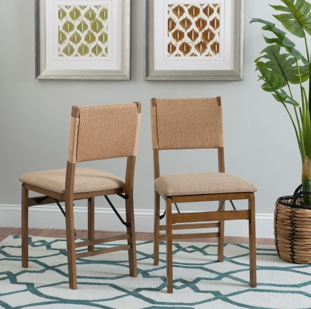 Linon Natural 2-Piece Natural 17" Folding Dining Chair Set-1