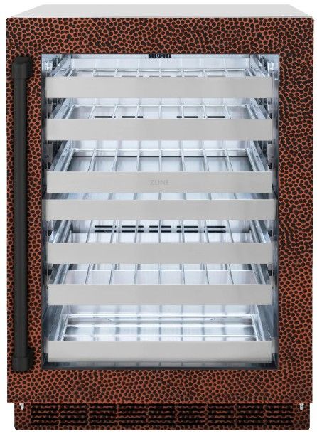 ZLINE Touchstone 24 " 4.8 Cu. Ft. Copper Dual Zone 44 Bottle Wine Cooler with Hand Hammered Glass Door-0