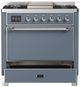 Ilve® Majestic III 36" Blue Gray Pro Style Dual Fuel Natural Gas Range with Solid Door and Chrome Trim-2