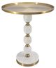 A & B Home Gold Round Side Table with White Base-0