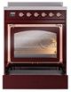 Ilve® Nostalgie II Noblesse 30'' Burgundy Pro Style Induction Range with Copper Trim-3