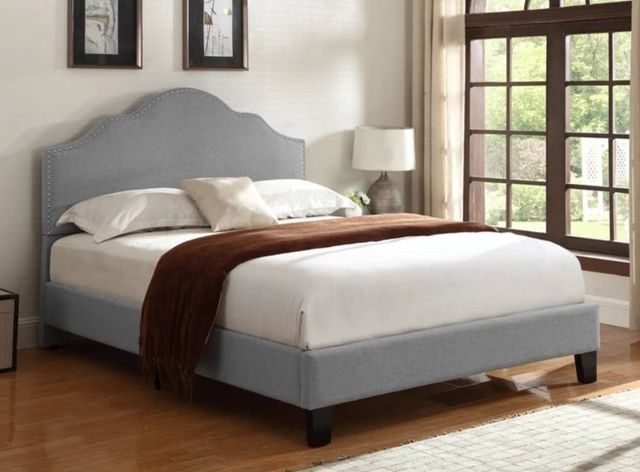 Emerald Home Madison Light Gray Full Upholstered Panel Bed-1