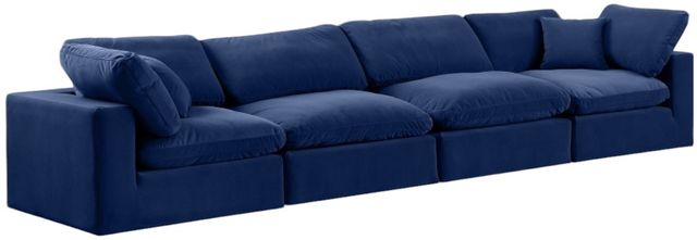 Meridian Furniture Comfy 4-Piece Navy Velvet Sofa-0