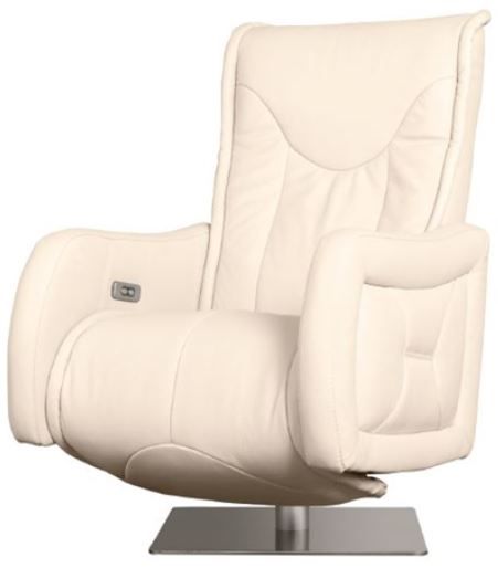 Fornirama 76 Off-White Power Swivel Recliner with Power Adjustable Headrest