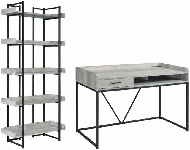 Elements International Preston 2-Piece Black/Grey Home Office Set-0