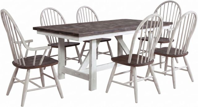 Liberty Furniture Farmhouse 7-Piece Brown/White Trestle Table Set-0