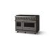 Viking® 5 Series 48" Damascus Gray Pro Style Dual Fuel (NG) Range with Brushed Brass Trim-2