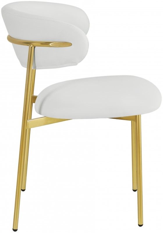 Meridian Furniture Lupita White/Gold Vegan Leather Dining Chair-2