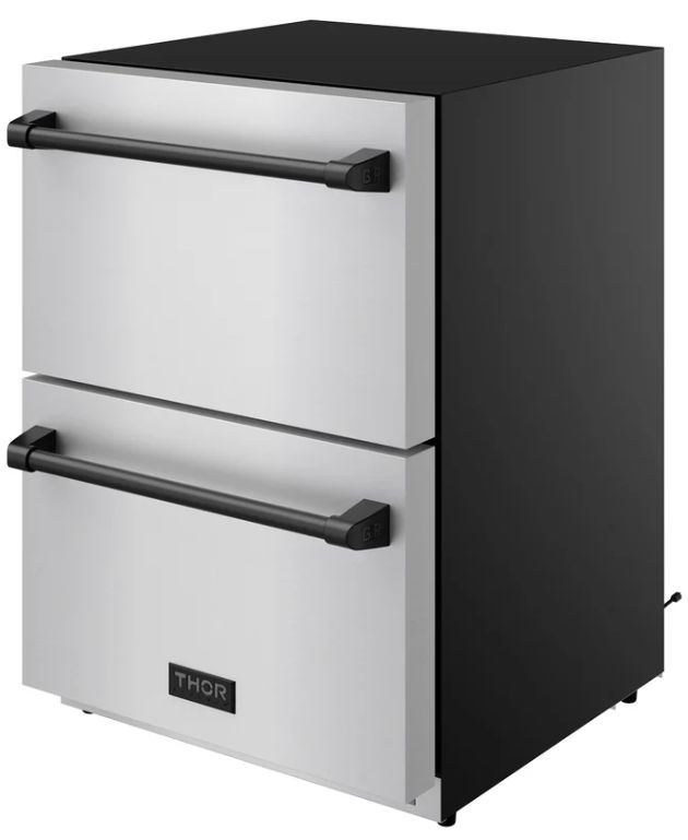 Thor Kitchen® Gordon Ramsay 24" 5.4 Cu. Ft. Stainless Steel Outdoor Under-Counter Refrigerator with Black Handle-3