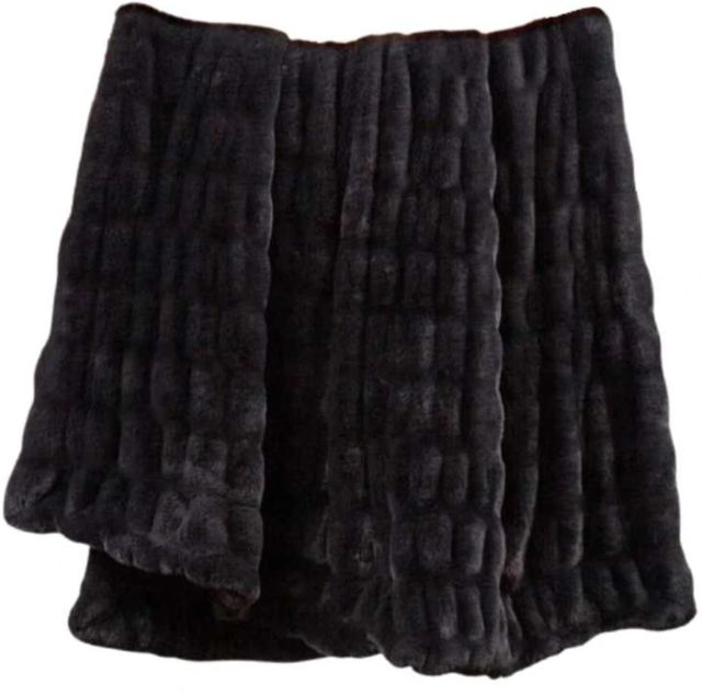 HiEnd Accents Ruched Rabbit Black Double-Sided Throw Blanket-0