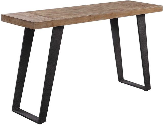 Uttermost® Freddy Weathered Oak Console Table with Aged Black Base-0