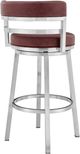 Armen Living Madrid Brushed Stainless Steel/Vintage Red Swivel Counter Stool-4