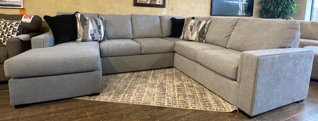 2-Piece Nickel Left-Arm Facing Sectional and Chaise - DISPLAY MODEL-0