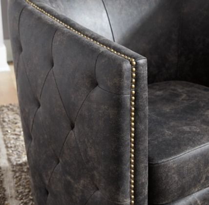 Signature Design by Ashley® Brentlow Distressed Black Swivel Chair-4