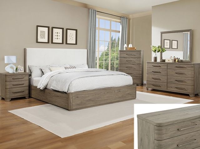 Crown Mark Veranda Brown/White Queen Upholstered Panel Bed-1