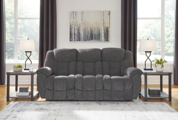 Signature Design by Ashley Foreside Charcoal Manual Reclining Sofa