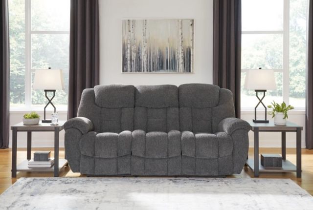 Signature Design by Ashley® Foreside Charcoal Manual Reclining Sofa-5