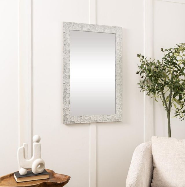 Deco Marche Silver Plastic Wall Mirror with Metallic Leaf Wrap -1
