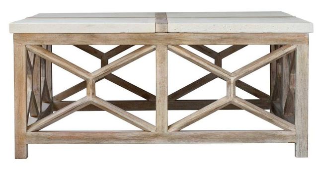 Uttermost® Catali Ivory Limestone Top Coffee Table with Warm Oatmeal Wash Base-3