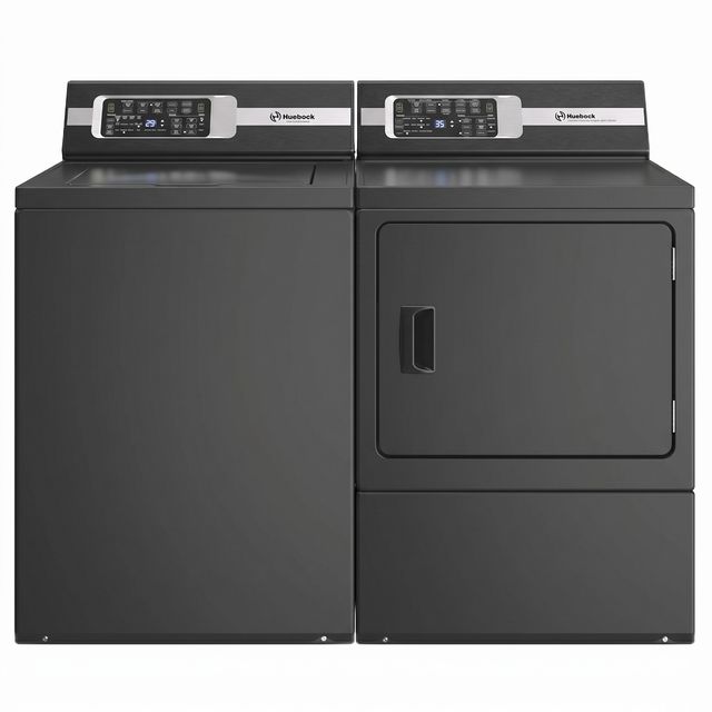 Huebsch® Matte Black Top Load Washer & Electric Dryer Laundry Pair-0