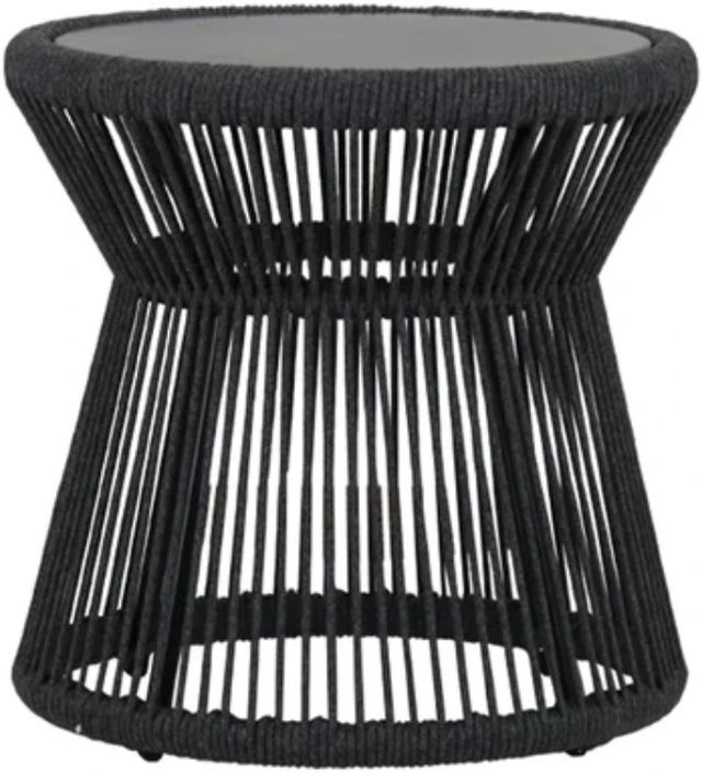 Sunset West Milano Granite Natural Fibers/Stone Outdoor End Table with Charcoal Gray Metal Base-0