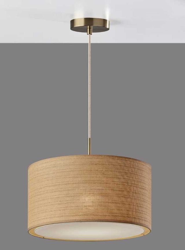 Adesso® Harvest Antique Brass Large Drum Pendant-2