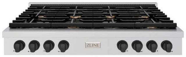 ZLINE Paramount Autograph Edition 48" Stainless Steel Gas Cooktop with Matte Black Accents-0