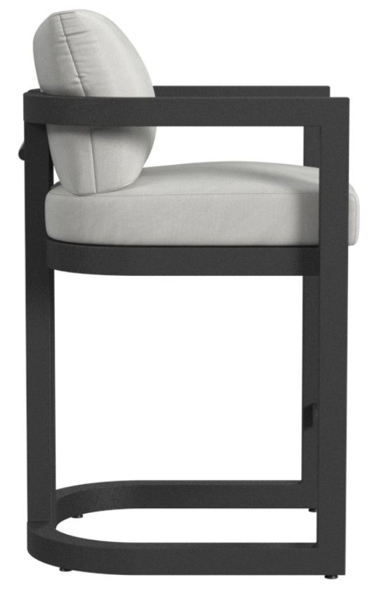 Sunset West Malibu Matte Coal Aluminum Outdoor Bar Stool with Cast Silver Cushion-2
