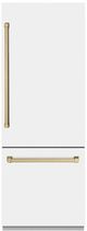 ZLINE Autograph Edition 30" 16.1 Cu. Ft. White Matte Built-In Bottom Freezer Refrigerator with Water Dispenser, Ice Maker, and Champagne Bronze Accents-0