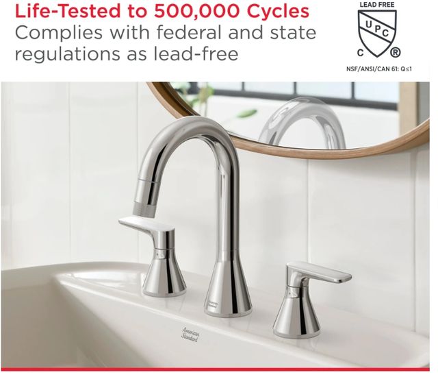 American Standard Studio® S Polished Chrome Widespread Low Spout 2-Handle Bathroom Faucet with Lever Handles-3