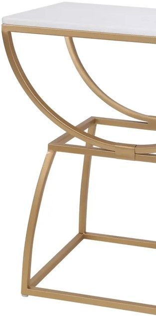 StyleCraft Norman Wyatt Gold/White Eliptical Side Table-1