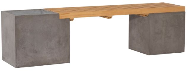 Dovetail Furniture Bowman Dark Gray/Natural Concrete/Wooden Outdoor Bench-0