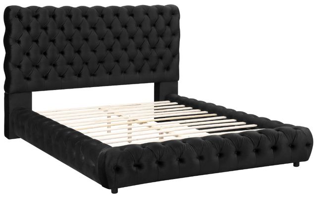 Crown Mark Flory Black King Upholstered Platform Bed-2