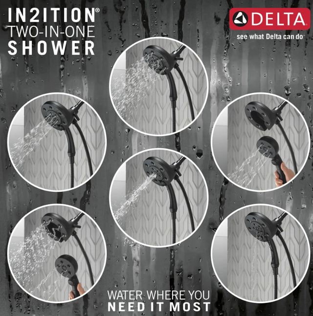 Delta Universal Showering Matte Black H2Okinetic® In2ition® 4-Setting Two-in-One Shower-2