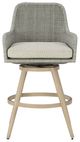 Signature Design by Ashley® Seton Creek 2-Piece Beige/Gray Outdoor Aluminum/Resin Wicker Swivel Bar Stool-2