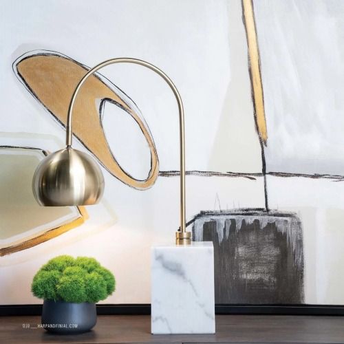 Harp & Finial® Woolsey Antique Brass/White Table Lamp-1