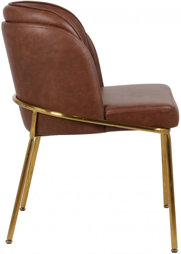 Meridian Furniture Jagger Brown/Gold Vegan Leather Dining Side Chair-3