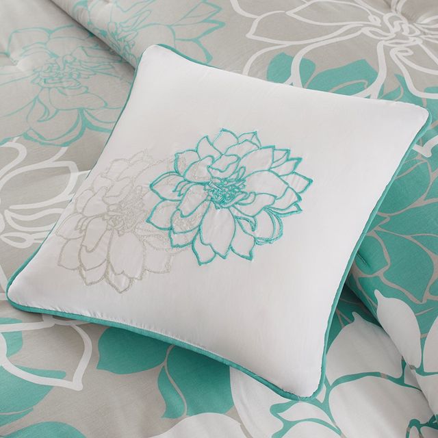 Olliix by Madison Park Aqua King Lola Comforter Set-4