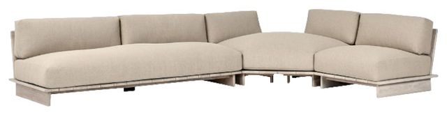 Classic Home Livia 3-Piece Taupe Acrylic Fabric Outdoor Sectional Sofa Set-0