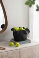 A & B Home Black Teak Wood Bowl with Raised Uneven Edges-5