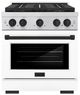 ZLINE Autograph Edition Paramount 30" 4.2 Cu. Ft. Satin Stainless Steel Gas Range with 4 Burner DuoPro™ Cooktop and Convection Gas Oven with White Matte Door and Matte Black Accents-0