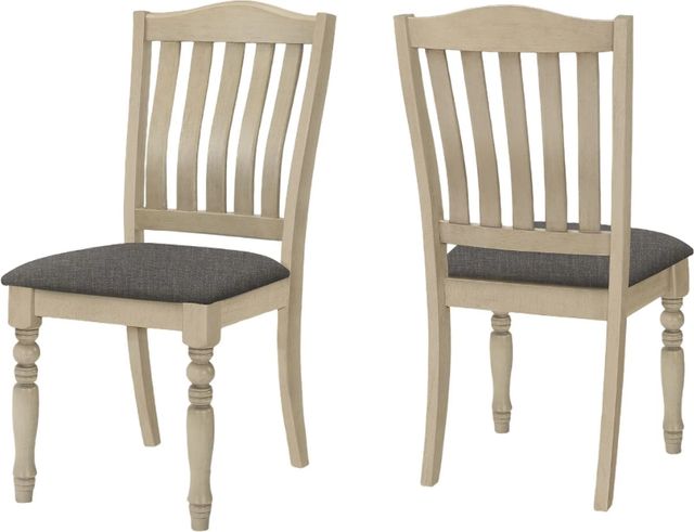 Monarch Specialties Inc. 2-Piece Antique Grey/Linen-Look Grey Side Chair Set-1