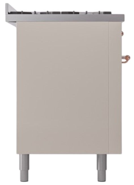 Ilve® Nostalgie II Noblesse 60'' Antique White Pro Style Dual Fuel Range with Copper Trim-2