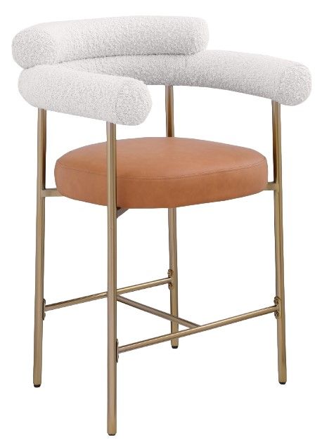 Meridian Furniture Blake Brushed Gold/Cognac/Cream Counter Stool-0