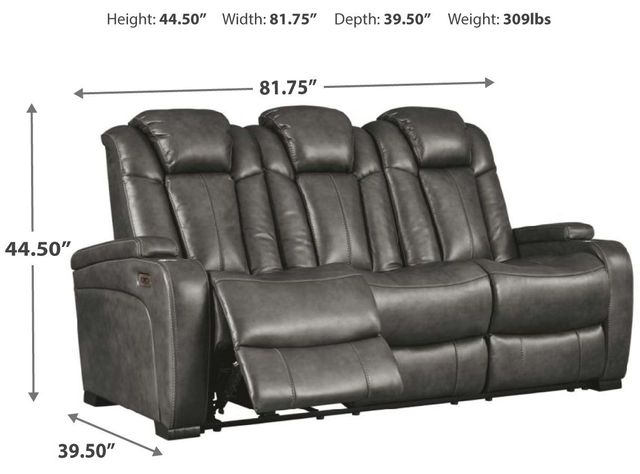 Signature Design by Ashley® Turbulance Quarry Power Reclining Sofa with Adjustable Headrest-4