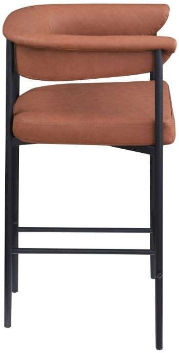 Meridian Furniture Malin Cognac/Matte Black Vegan Leather Counter Stool-2