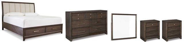 Signature Design by Ashley® Brueban 5-Piece Brown California King Storage Panel Bed Set-0