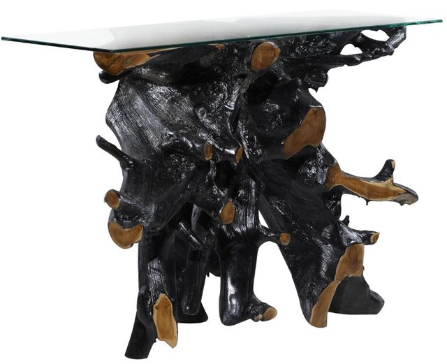 Deco Marche U Select Glass Top Console Table with Black Base-1