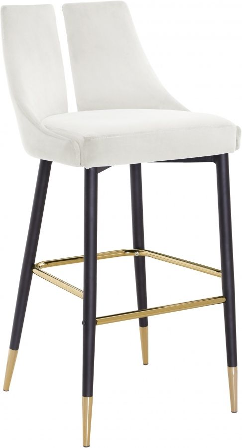 Meridian Furniture Sleek Cream Velvet Bar Stool-0